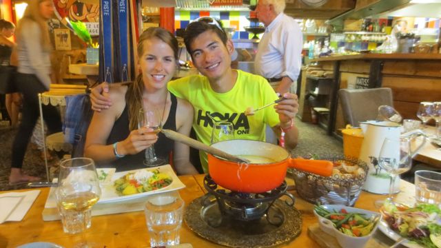 enjoying fondue in Chamonix 